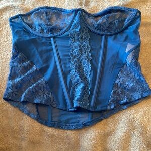 Pretty Little Thing / Blue Lace Mesh Corset / Size 8 (Large)